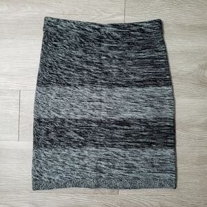 LOFT black & grey ombre stripe midi stretch skirt size XS Fall Winter casual